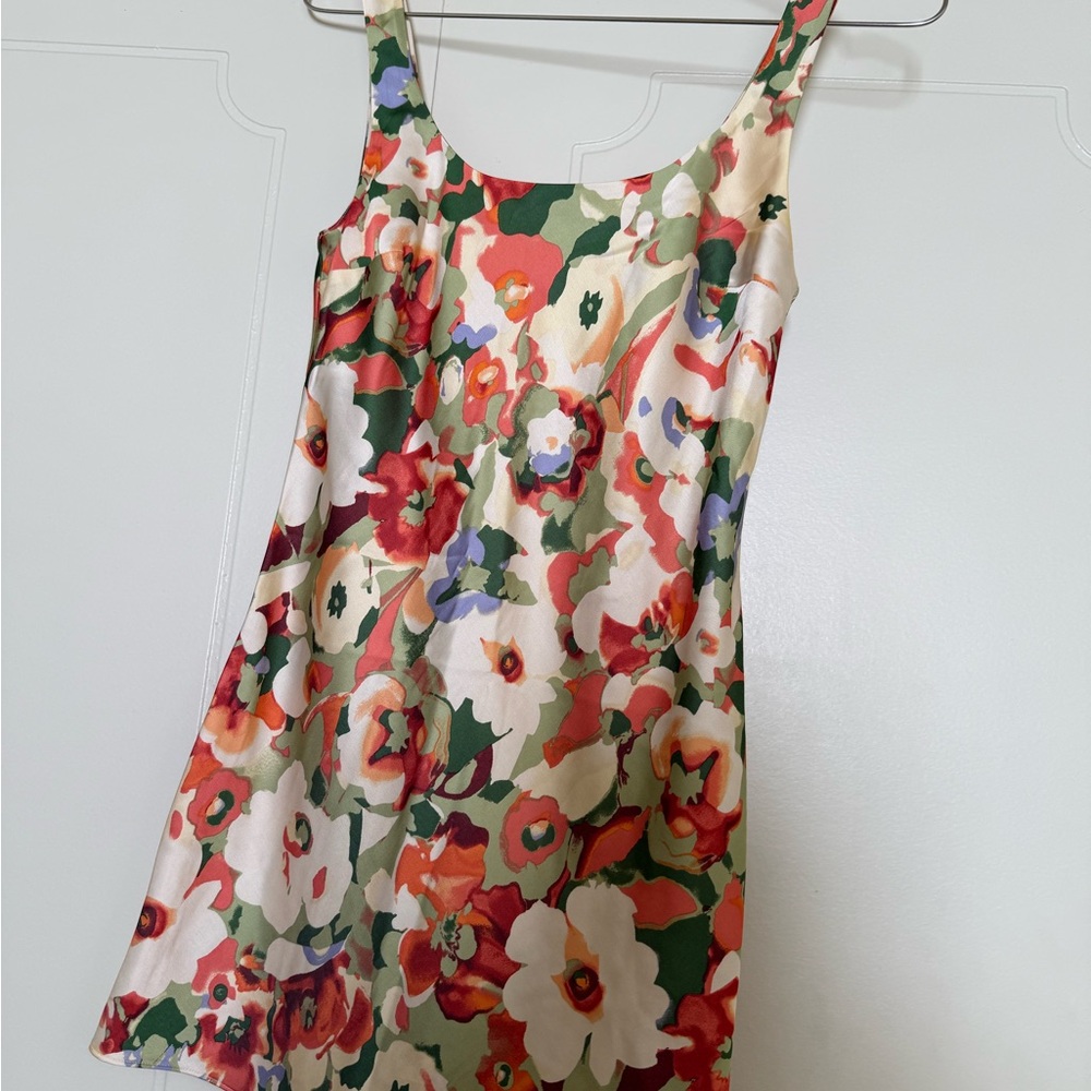 Abercrombie & Fitch Floral Slip Dress in Cream, Red & Green